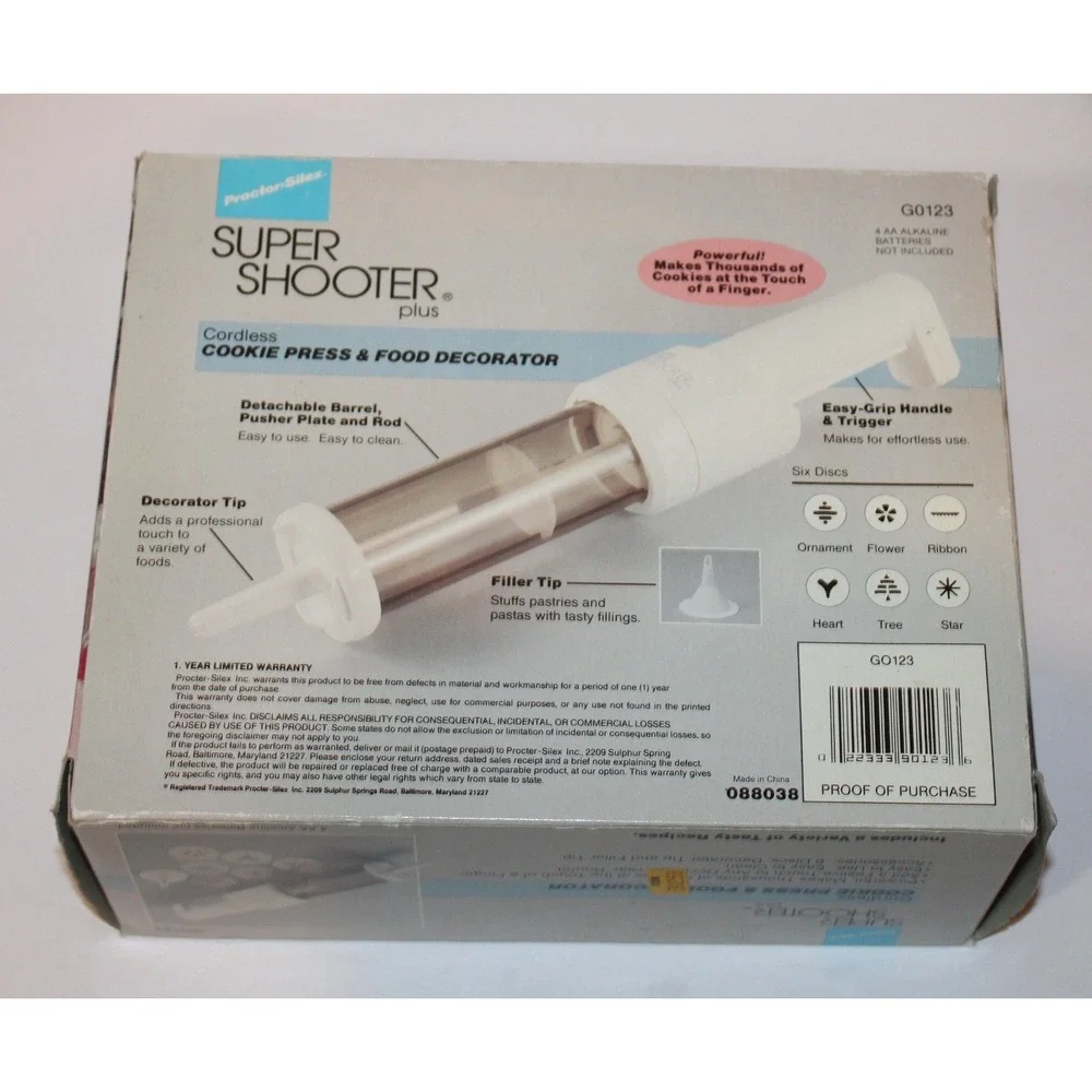Proctor Silex Super Shooter Plus Cookie Press Cordless G0123 Open Box